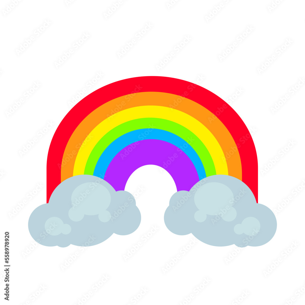 six color rainbow with clouds , diversity symbol, lgbt, pride month - vector icon six color rainbow with clouds , diversity symbol, lgbt, pride month - vector icon