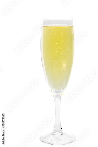 Champagne flute on white