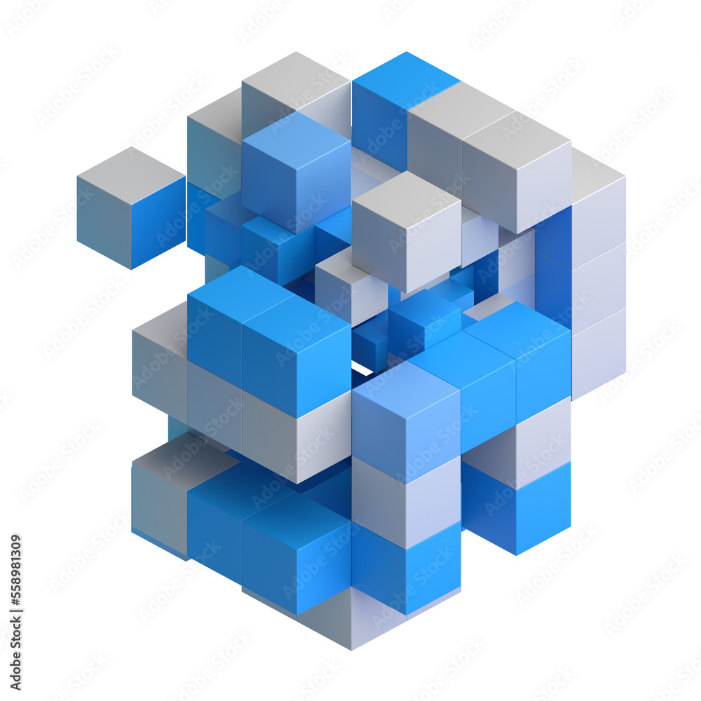 Blue and white cubes, 3d render Blue and white cubes, 3d render