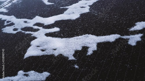 Snow drifting over solar panels