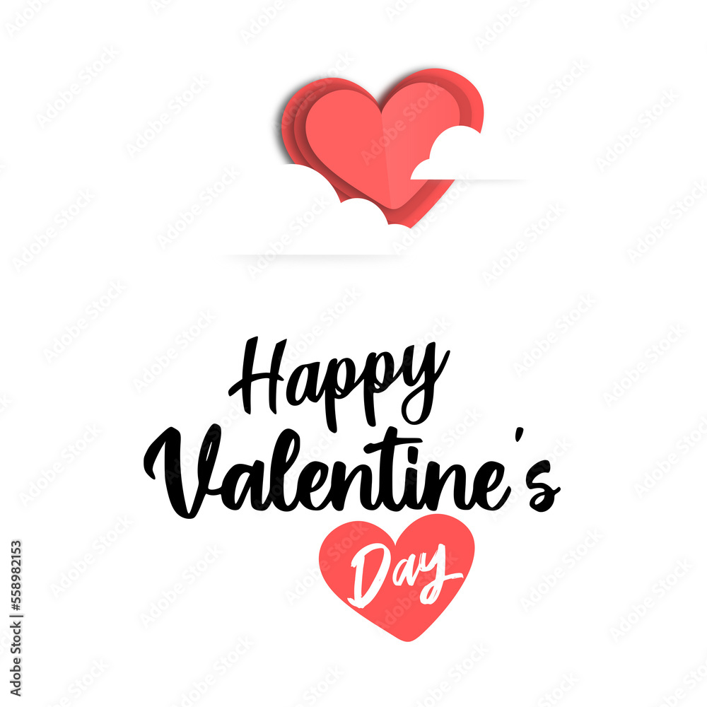 Happy Valentines Day typography poster with handwritten calligraphy text, isolated on white background. Vector Illustration
