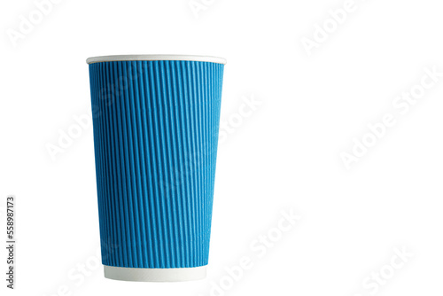 beautiful cardboard glass of blue color on a white background