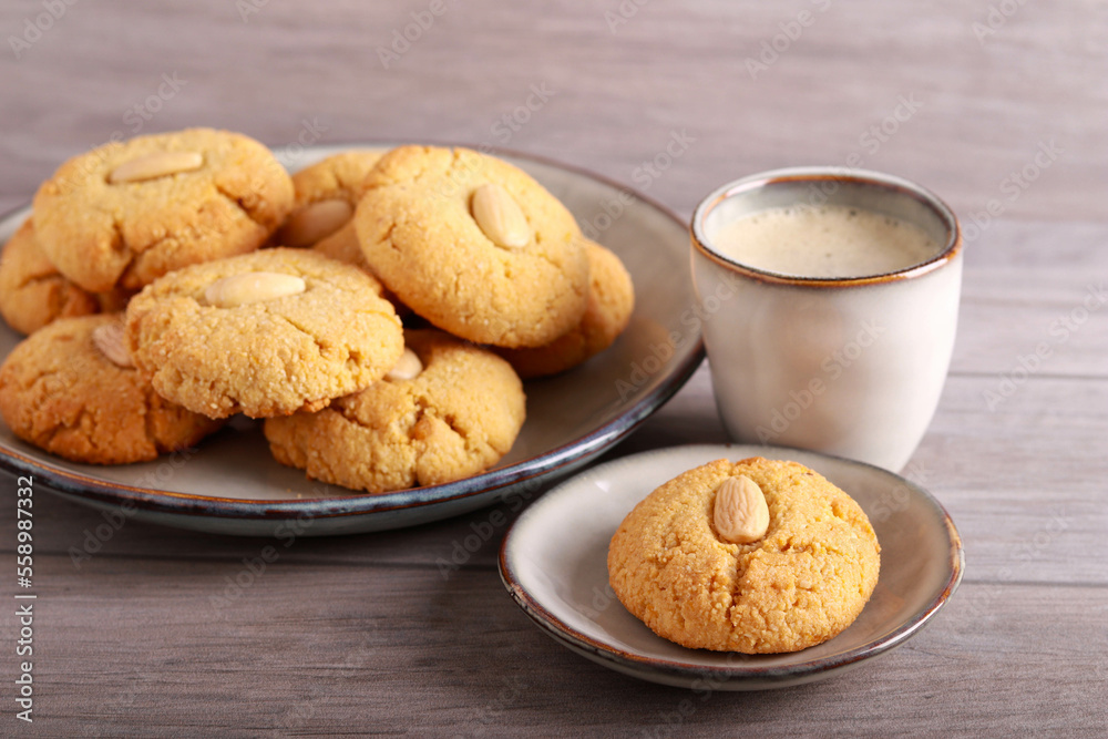 Almond cookies, served Almond cookies, served
