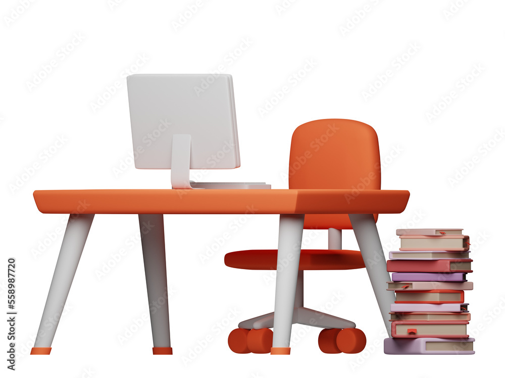 Fototapeta premium Office desk with pc on table and books