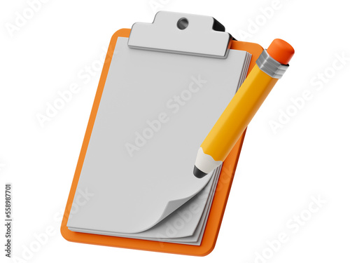 3d icon with clipboard with pen
