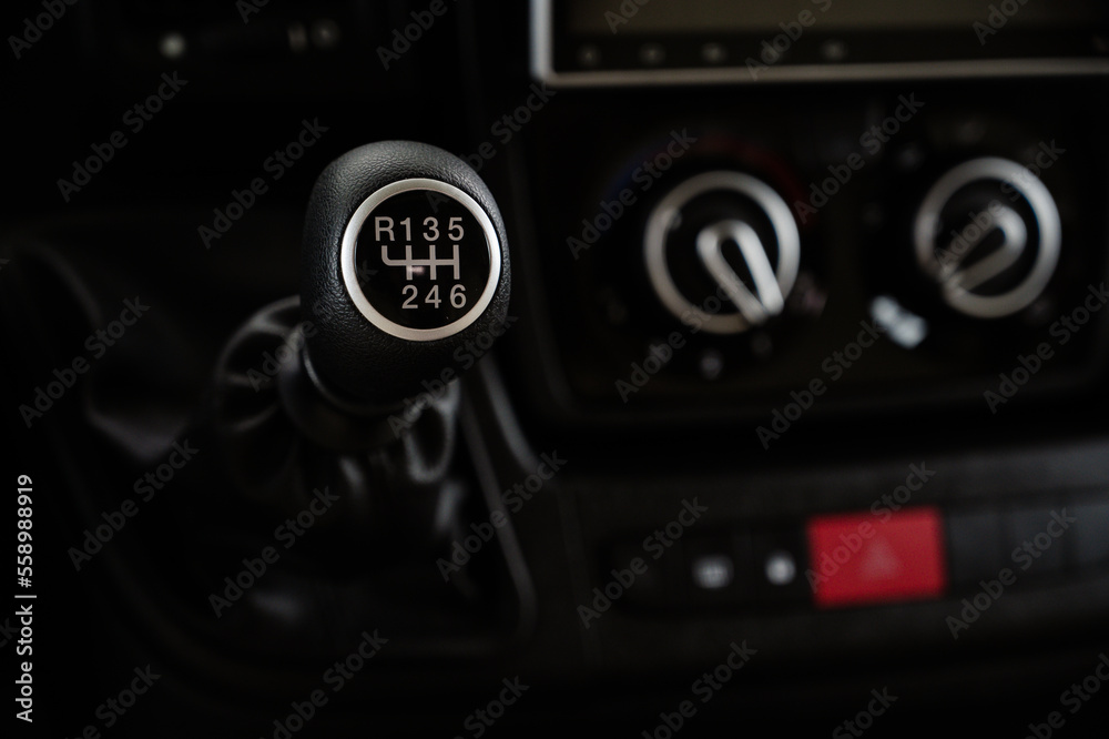 Fototapeta premium Six speed gear shift in truck car