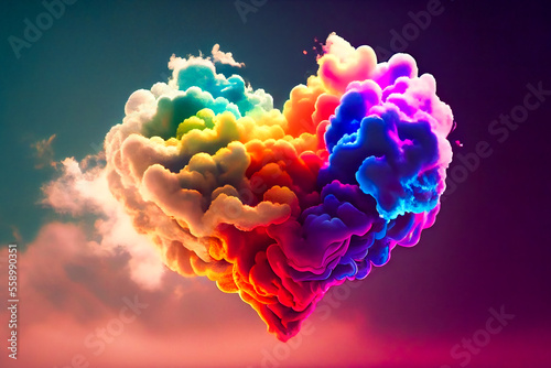 Rainbow Heart Cloud. Generative AI.