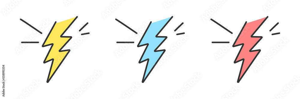 Lightning icons set. Thunder and Bolt. Flash icon. Lightning bolt. Vector Illustration Lightning icons set. Thunder and Bolt. Flash icon. Lightning bolt. Vector Illustration