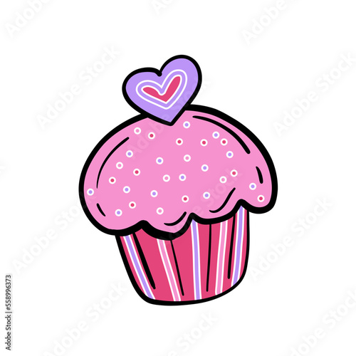 pink cupcake isolated on white