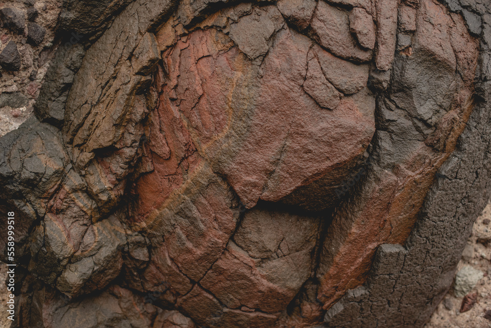 Obraz premium Close up of rocks with interesting redish color, in Balandra , La Paz, Mexico
