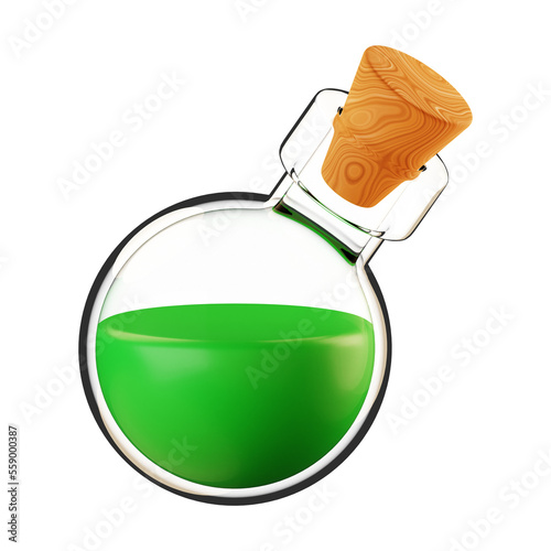 Game green potion icon 3d rendering on isolated background