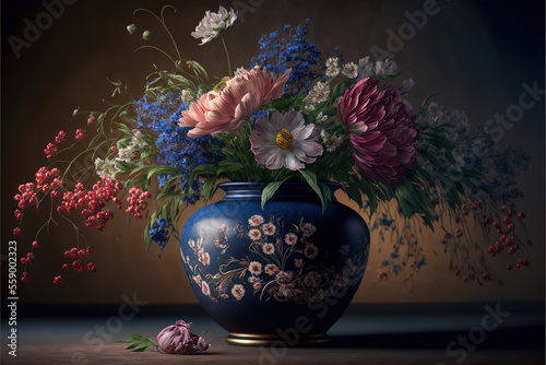 vase with flowers. generative ai © Ron