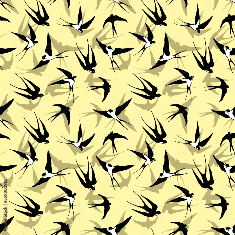 Fototapeta premium Seamless pattern of birds Swallows. Vector stock illustration eps10. 