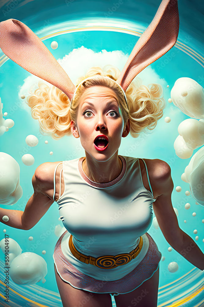 Sexy Bunny Girl Easter Party Rabbit Kostüm Generative AI Digital Art