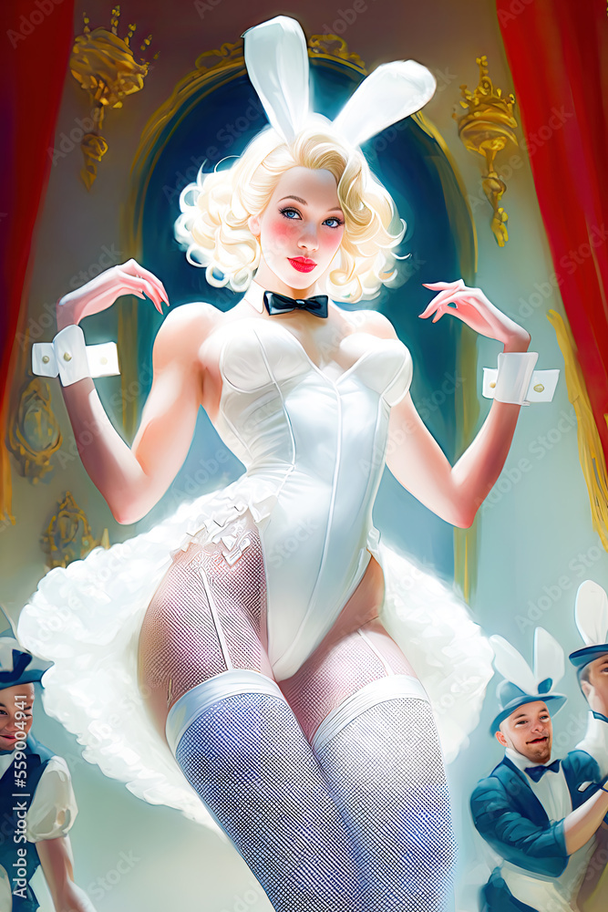 Sexy Bunny Girl Easter Party Rabbit Kostüm Generative AI Digital Art