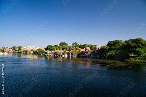 Cruising in river Nile near Aswan in Egypt