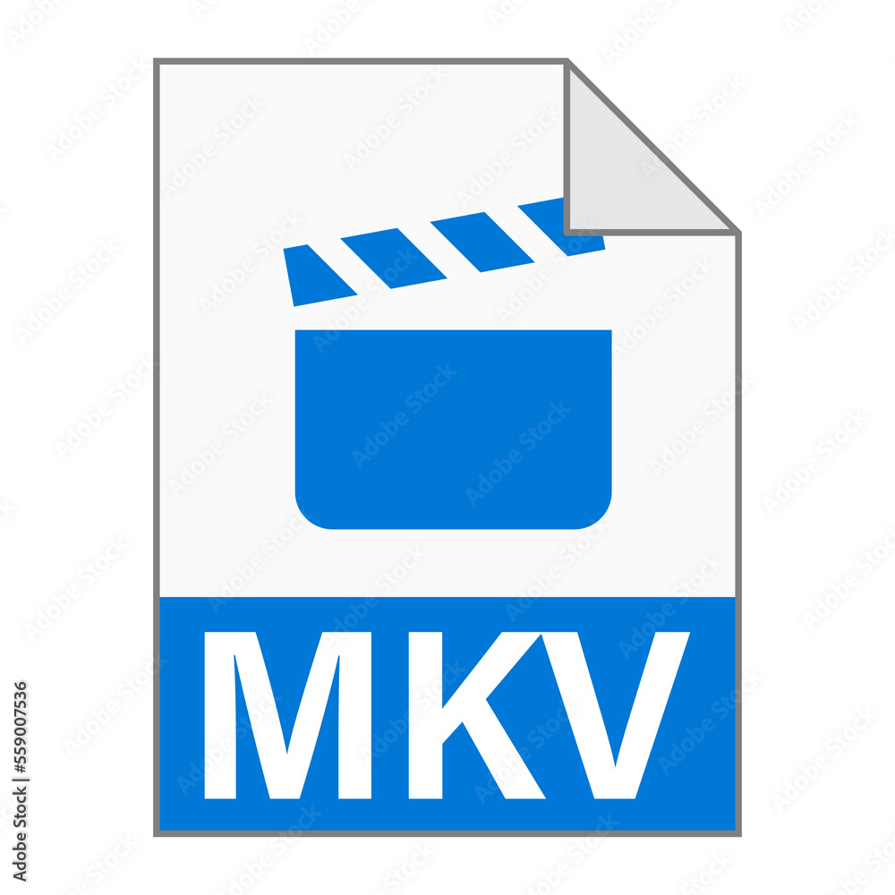 Modern flat design of MKV illustration file icon for web