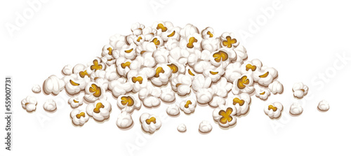 Popcorn Heap sweet or salty snack food isolated on white background. Vector illustration