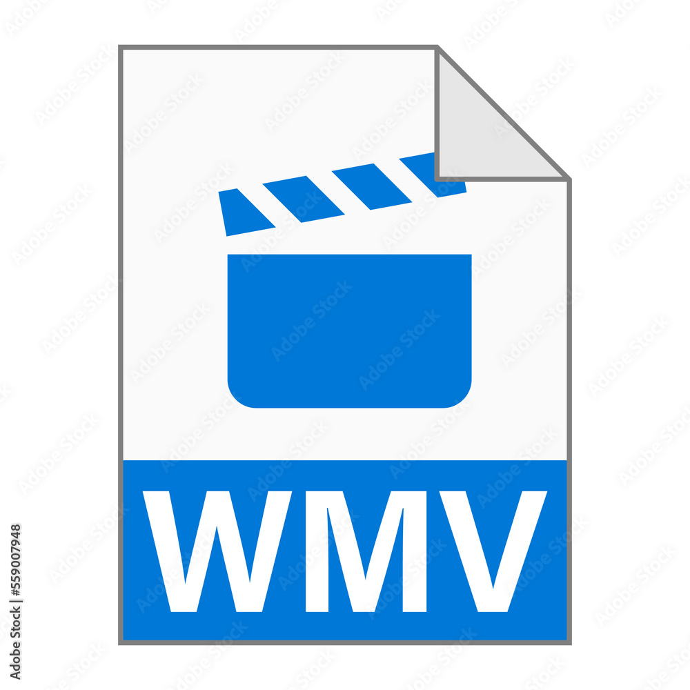 Modern flat design of WMV illustration file icon for web