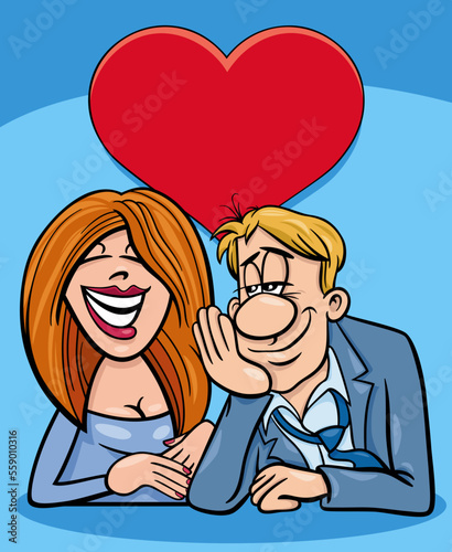 valentine card with cartoon couple in love