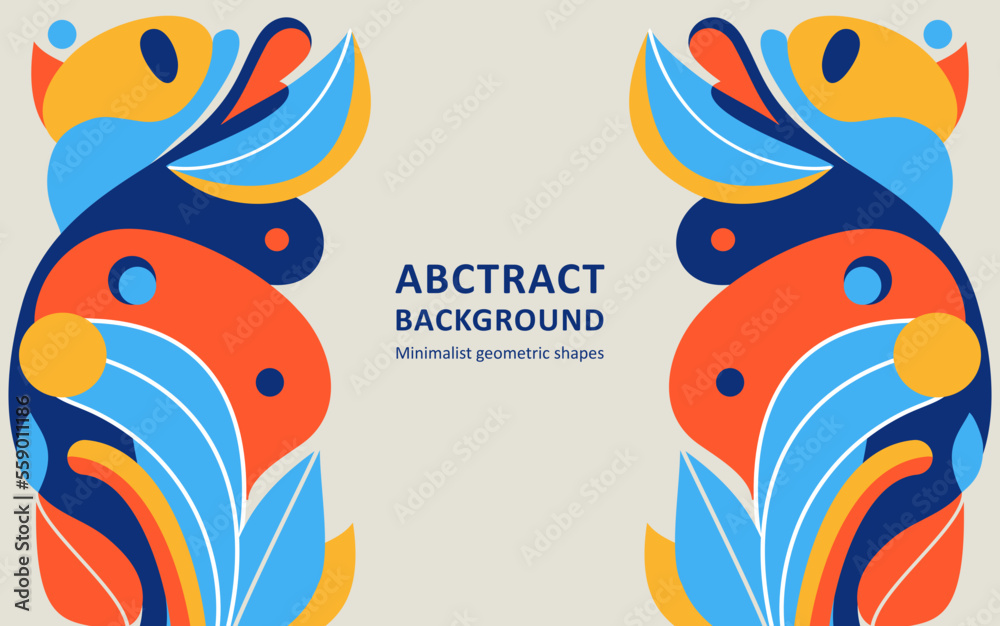 Trendy Modern Geometric hand draw doodle poster. Flat vector video thumbnail template