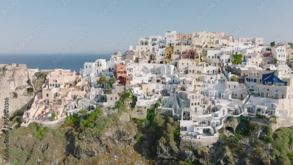 Aerial view of Oia Castle, Oia, Santorini, Greece Aerial view of Oia Castle, Oia, Santorini, Greece