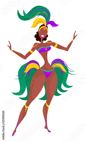 Brazilian Carnival Girl. Feather Samba dance costume. Girls from Brazil.