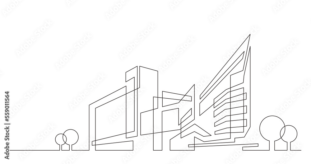 Fototapeta premium abstract architecture city skyline with trees PNG image with transparent background