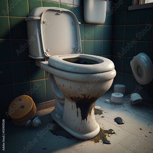 illustration of a disgusting open toilet made with generative ai