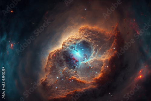 Supernova Galaxy 8k hype realistic. spiral galaxy in space background. background of supernova nebula and stars, glowing mysterious universe. Space texture illustration. Generative ai
