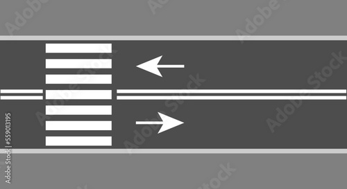 Road with asphalt from above vector with pedestrians and direction arrows