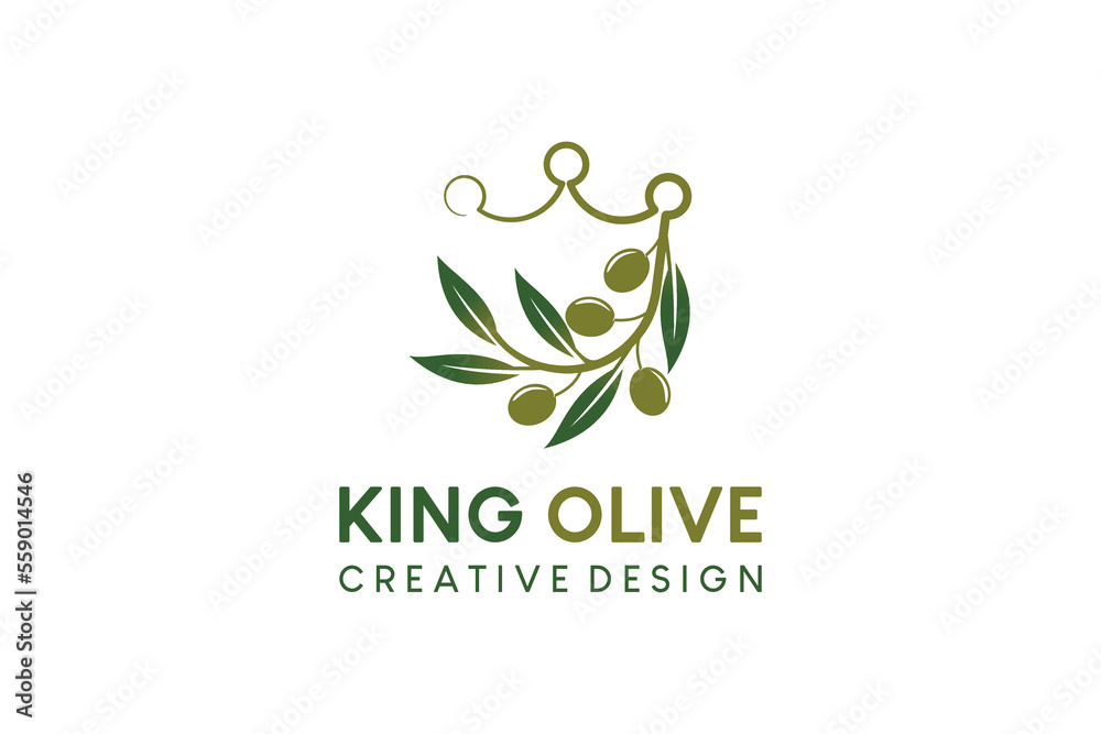 Olive king logo design with crown concept