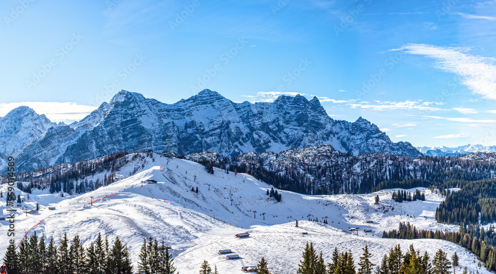 Lofer ski resort in winter, Austria
