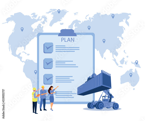 Logistics and shipping of container truck at ship port for business Container Cargo ship and cargo plane with crane bridge working at shipyard at sunrise, logistics import export and shipping