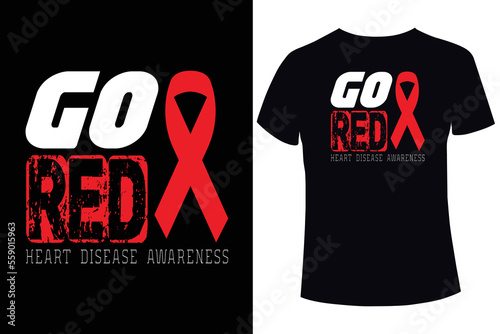 Go red, Heart disease awareness t-shirt design template