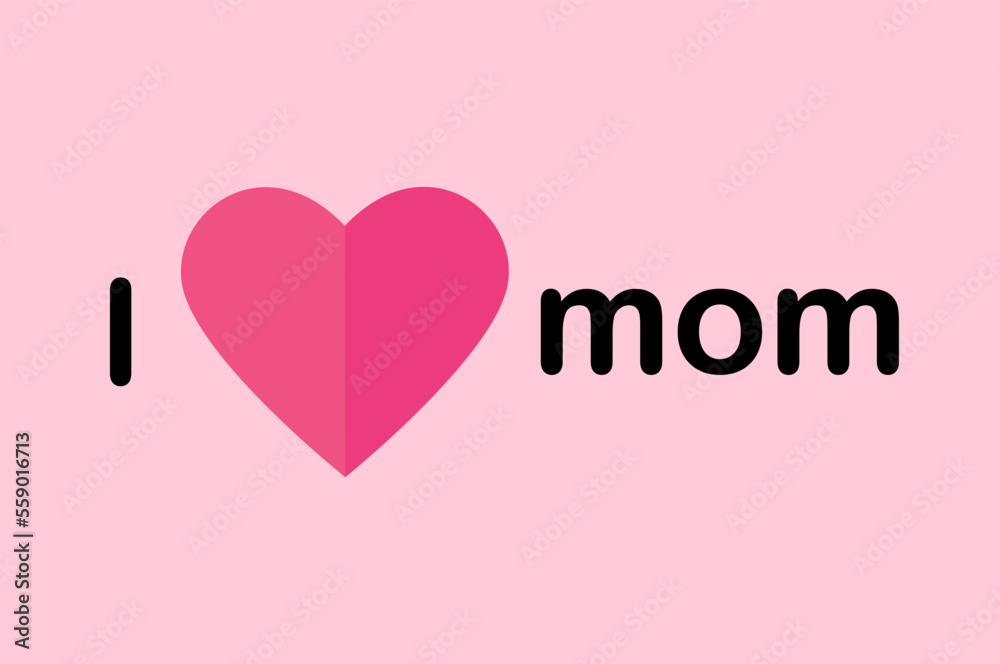greeting card with inscription i love you mom for valentine's day
