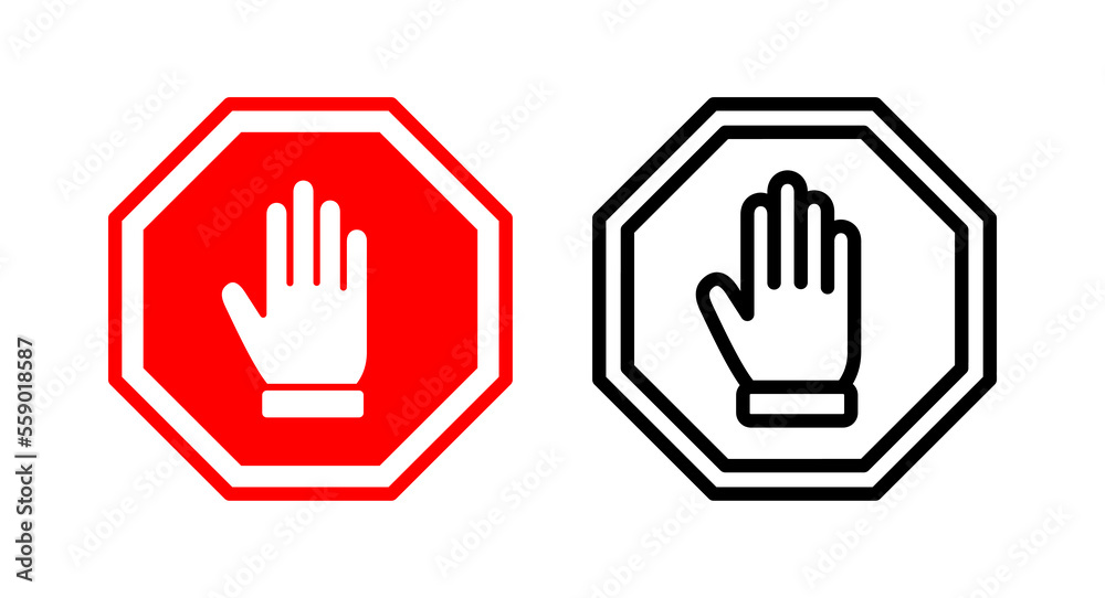Stop icon vector illustration. stop road sign. hand stop sign and symbol. Do not enter stop red sign with hand Stop icon vector illustration. stop road sign. hand stop sign and symbol. Do not enter stop red sign with hand