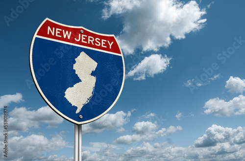 New Jersey map - Interstate road sign