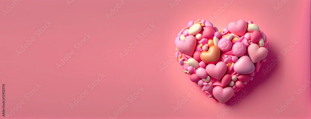 Pink candy heart shape Valentine's day Generative AI Pink candy heart shape Valentine's day Generative AI