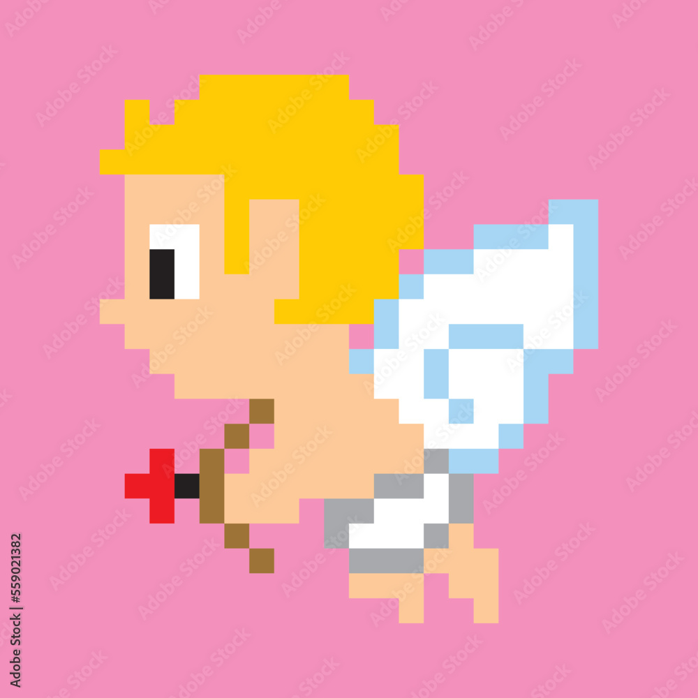 cute tiny flying cupid icon with wings, arc and arrow in pink background pixel art 8 bits stylet, ideal for valentines day advertising, love posters, social media dynamics, valentines festivities cute tiny flying cupid icon with wings, arc and arrow in pink background pixel art 8 bits stylet, ideal for valentines day advertising, love posters, social media dynamics, valentines festivities