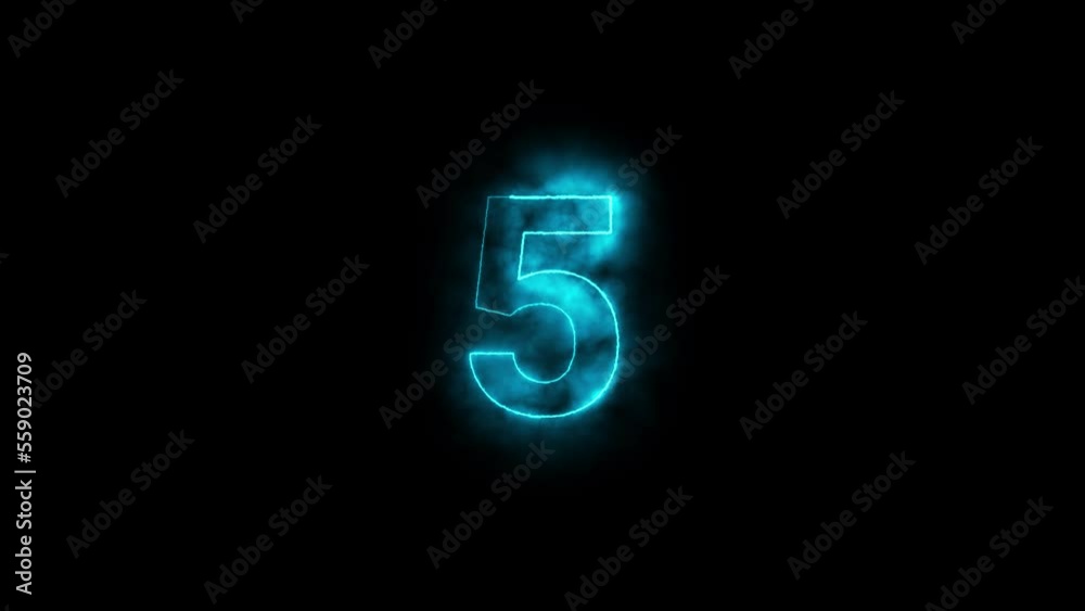 10 seconds countdown timer animation, Glowing green yellow blue countdown number
