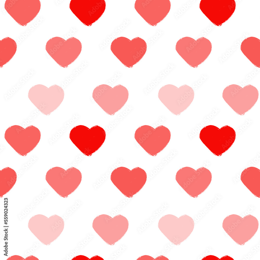 endless pattern with hearts on a white background