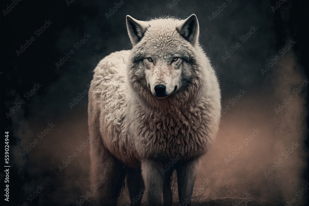 Fototapeta premium wolf in a sheep clothing, concept of someone or something that seems to be good but is actually not good, bad, created with Generative AI technology