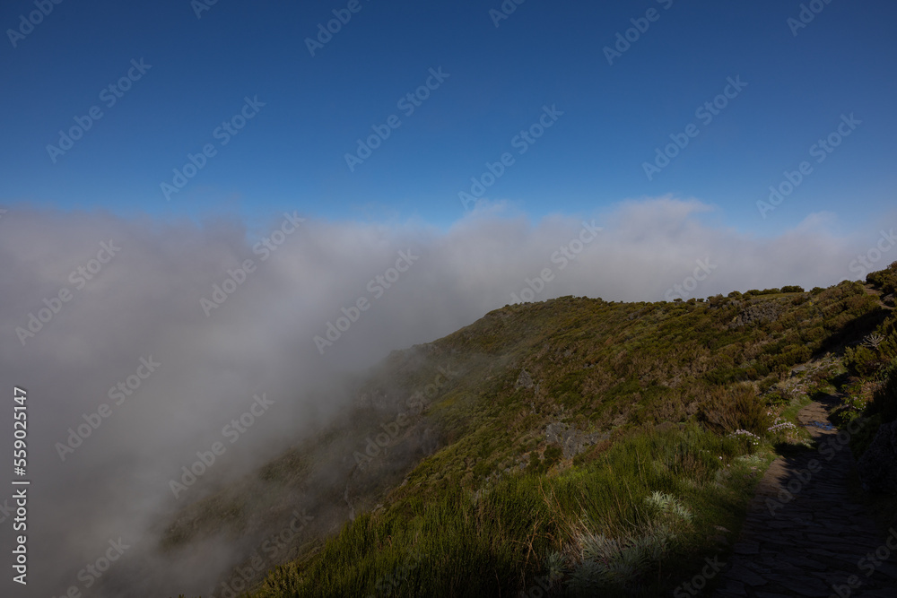 Great views when hiking to the highest mountain in Madeira called Pico Ruivo.