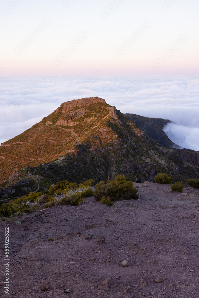 Amazing views over the Madeiran valleys from the top of Pico Ruivo. Amazing views over the Madeiran valleys from the top of Pico Ruivo.