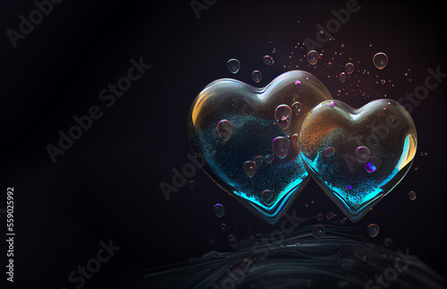 Beautiful Glass Bubble Heart for Valentine's Day Celebration. Generative ai