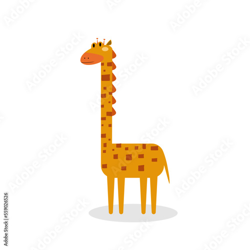 Cute giraffe character isolated on white background.