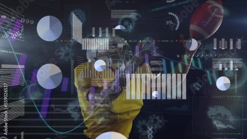 Wallpaper Mural Animation of data processing over african american male american football player Torontodigital.ca