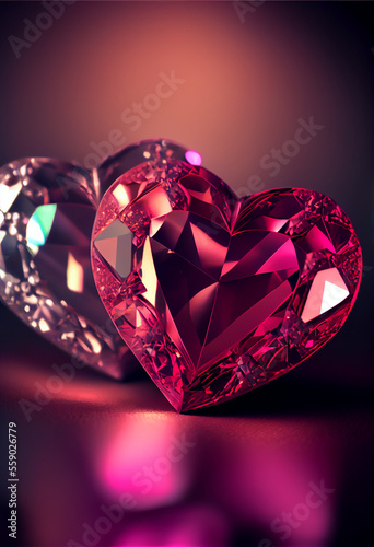 Beautiful Diamond Hearts for Valentine's Day Celebration. Generative ai