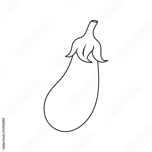 Eggplant vector illustration. Cartoon eggplant vegetable. Eggplant hand draw isolated.